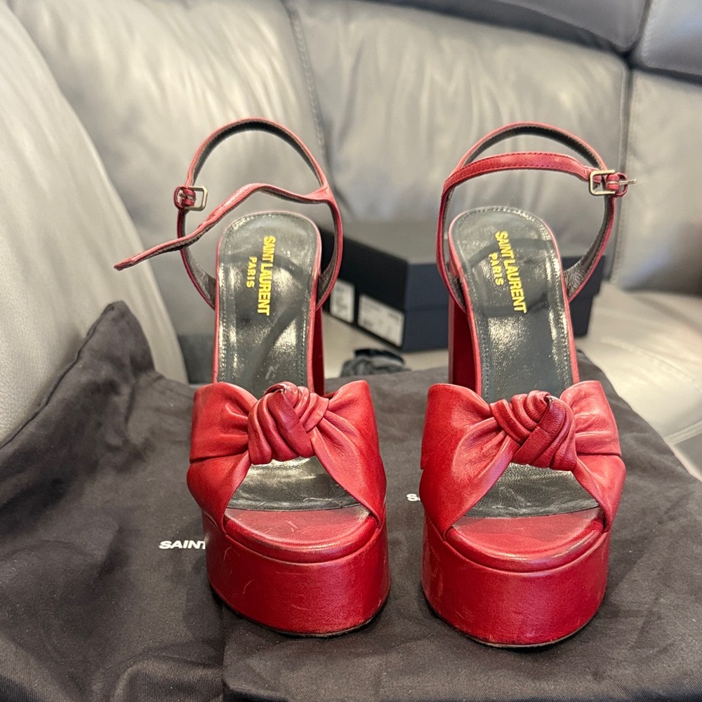 Saint Laurent Burgundy Women's Platform Heels